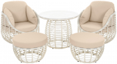 Комплект плетеной мебели ReeHouse Lotus алюминий, искусственный ротанг, олефин, стекло доминикана, бежевый, белый сатин Фото 1