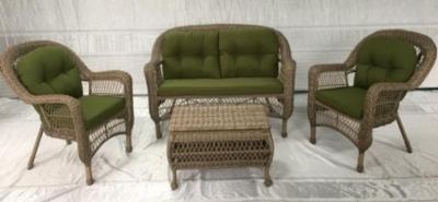 Комплект плетеной мебели Afina LV520BG Beige/Green искусственный ротанг, сталь бежевый, зеленый Фото 1