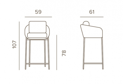 Кресло плетеное барное с подушками Grattoni Elba алюминий, искусственный ротанг, олефин антрацит, коричневый, темно-серый Фото 2