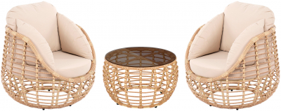 Комплект плетеной мебели ReeHouse Lotus алюминий, искусственный ротанг, олефин, стекло индийское дерево, бежевый, бронза Фото 1