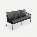 Диван трехместный плетеный с подушками ReeHouse Patio алюминий, искусственный ротанг, олефин черный, черный металлик, серый Фото 11