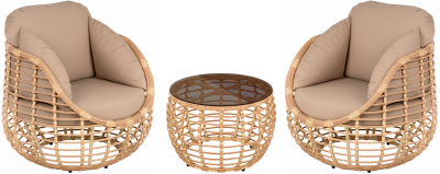 Комплект плетеной мебели ReeHouse Lotus алюминий, искусственный ротанг, олефин, стекло индийское дерево, капучино, бронза Фото 1