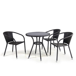 Комплект плетеной мебели Afina T282ANS/Y137C-W53 Brown 3Pcs искусственный ротанг, сталь коричневый Фото 2