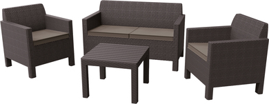 Комплект пластиковой мебели Keter Orlando set with small table пластик с имитацией плетения коричневый, серо-бежевый Фото 1
