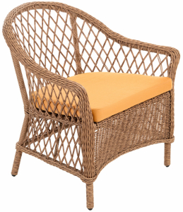 Кресло плетеное с подушкой ReeHouse Nova алюминий, искусственный ротанг, олефин грецкий орех, оранжевый Фото 1