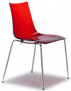 Стул прозрачный Scab Design Zebra Antishock 4 Legs сталь, поликарбонат хром, красный Фото 1