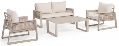 Комплект металлической лаунж мебели Garden Relax Captiva алюминий, роуп, ткань бежевый Фото 1