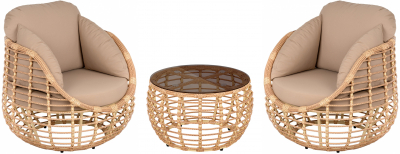 Комплект плетеной мебели ReeHouse Lotus алюминий, искусственный ротанг, олефин, стекло индийское дерево, капучино, бронза Фото 1