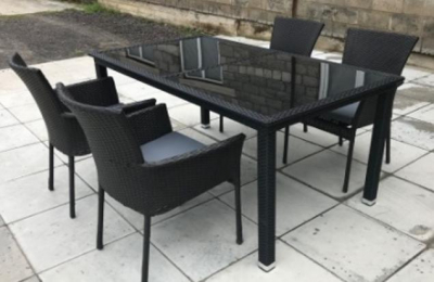 Комплект плетеной мебели Afina T285A/AFM-170-W5 Black 4Pcs искусственный ротанг, сталь черный Фото 1
