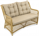 Диван двухместный плетеный с подушками ReeHouse Titulo алюминий, искусственный ротанг, олефин индийское дерево, капучино Фото 1