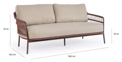 Диван трехместный плетеный с подушками Garden Relax Talaia сталь, роуп, олефин ява Фото 2