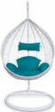 Кресло плетеное подвесное KVIMOL КМ-0031 сталь, искусственный ротанг белый, бирюзовый Фото 7
