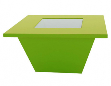 Стол-пуф пластиковый со стеклом SLIDE Bench Table полиэтилен, закаленное стекло Фото 2