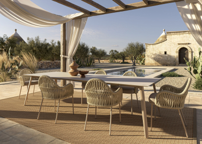 Кресло плетеное с подушкой Scab Design Malvasia Riviera сталь, роуп, ткань sunbrella карамельный, капучино, слоновая кость Фото 15