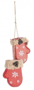 Декор Подвесные варежки с орнаментом Garden Relax Cortina сосна, металл, джут красный, серебристый Фото 1
