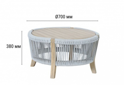 Столик деревянный кофейный Tagliamento Veneto акация, роуп, олефин светлый тик, серый Фото 2