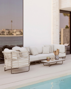 Диван модульный плетеный Rever Forte dei Marmi сталь, канат, ткань Фото 8