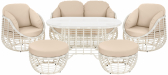 Комплект плетеной мебели ReeHouse Lotus алюминий, искусственный ротанг, олефин, стекло доминикана, бежевый, белый сатин Фото 1