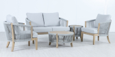 Комплект плетеной лаунж-мебели на 4 персоны Tagliamento Veneto акация, роуп, олефин светлый тик, серый Фото 4
