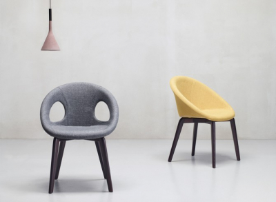 Кресло с обивкой Scab Design Natural Drop Pop бук, технополимер, ткань венге, серый Фото 3