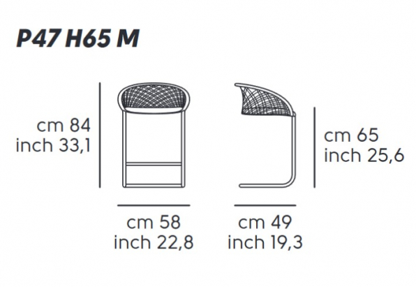 Стул полубарный плетеный Stool P47 H65 M TS_CU