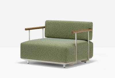 Кресло мягкое PEDRALI Arki-Sofa Plus сталь, тик, ткань бежевый, зеленый Фото 6