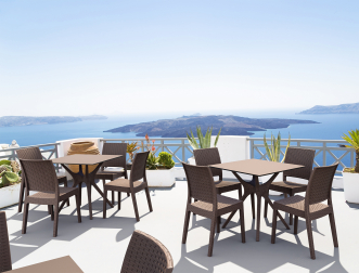 Стол пластиковый Ibiza Table 80, коричневый, 800х800х740 мм