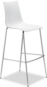 Стул барный пластиковый Scab Design Zebra Antishock сталь, поликарбонат хром, белый Фото 1