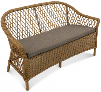 Диван двухместный плетеный с подушкой ReeHouse Nova алюминий, искусственный ротанг, олефин американский орех, серый Фото 1