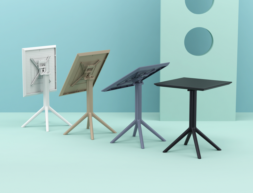 Стол пластиковый складной Sky Folding Table 60, белый, 600х600х740 мм
