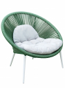 Кресло лаунж плетеное с подушкой Grattoni Nancy алюминий, роуп, олефин белый, зеленый, бежевый Фото 1