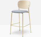 Стул барный с обивкой PEDRALI Jazz сталь, фанера, шпон, ткань античная латунь, беленый ясень, бело-голубой Фото 9