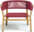 Кресло лаунж деревянное плетеное Ethimo Kilt тик, роуп натуральный тик, рубиново-винный Фото 1