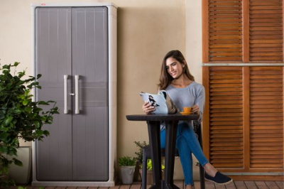 Шкаф пластиковый Keter Optima Outdoor Tall полипропилен бежевый, серо-коричневый Фото 4