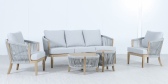 Комплект плетеной лаунж-мебели на 5 персон Tagliamento Veneto акация, роуп, олефин светлый тик, серый Фото 7