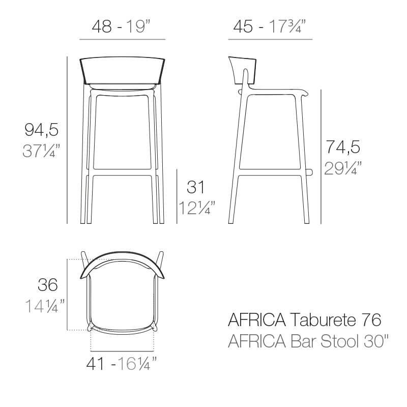 Стул пластиковый барный Africa Basic