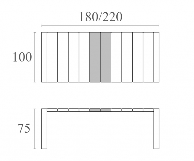 Стол пластиковый раздвижной Vegas Table Medium, бежевый, 1800-2200х1000х750 мм