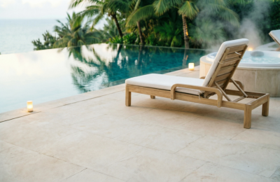 Шезлонг деревянный с матрасом Tagliamento Rimini акация, олефин натуральный, бежевый Фото 6