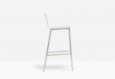 Стул барный пластиковый PEDRALI Kuadra сталь, технополимер сатинированный стальной, белый Фото 7