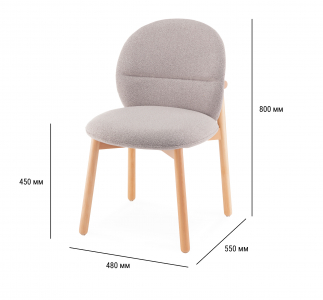 Стул деревянный с обивкой Tagliamento Meiko бук, букле натуральный, серый Фото 2