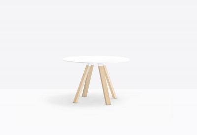 Стол обеденный PEDRALI Arki-Table Wood дуб, компакт-ламинат HPL беленый дуб, белый Фото 4