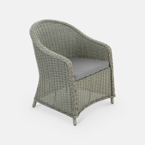 Кресло плетеное с подушкой ReeHouse Primo алюминий, искусственный ротанг, олефин лунный свет, темно-серый Фото 5