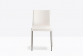 Стул с мягкой обивкой PEDRALI Kuadra сталь, кожа сатинированный стальной, белый Фото 4
