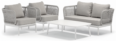 Комплект лаунж мебели Grattoni Yolk алюминий, роуп, олефин белый, конопляный Фото 4