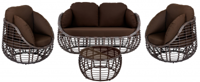 Комплект плетеной мебели ReeHouse Lotus алюминий, искусственный ротанг, олефин, стекло шоколад металлик, коричневый, бронза Фото 1