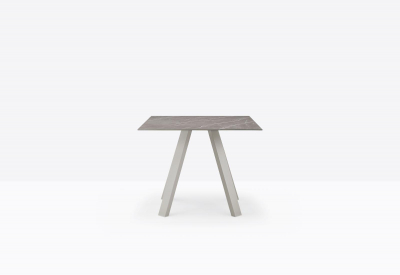 Стол обеденный PEDRALI Arki-Table Outdoor сталь, компакт-ламинат HPL бежевый, бежевый мрамор Фото 4