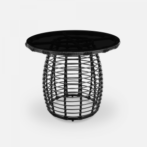 Стол плетеный обеденный ReeHouse Lotus алюминий, искусственный ротанг, стекло черный металлик, графит Фото 5