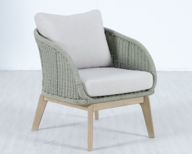 Кресло деревянное с подушками Tagliamento Madrague акация, роуп, олефин светлый тик, бежевый Фото 8