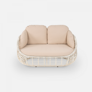 Диван двухместный плетеный с подушками ReeHouse Lotus алюминий, искусственный ротанг, олефин доминикана, бежевый Фото 7