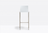 Стул барный пластиковый PEDRALI Kuadra сталь, технополимер сатинированный стальной, белый Фото 8
